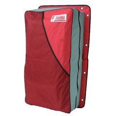 Röd och grå FIAMMA Pack Shade Organizer med huvudfack, nätficka och monteringshål.